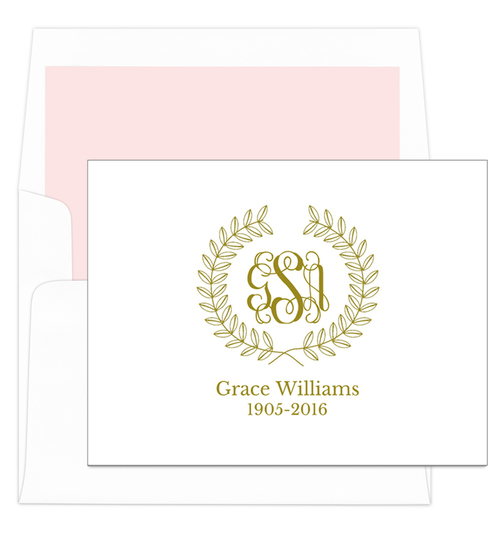 Renaissance Wreath Sympathy Cards with Optional Inside Imprint